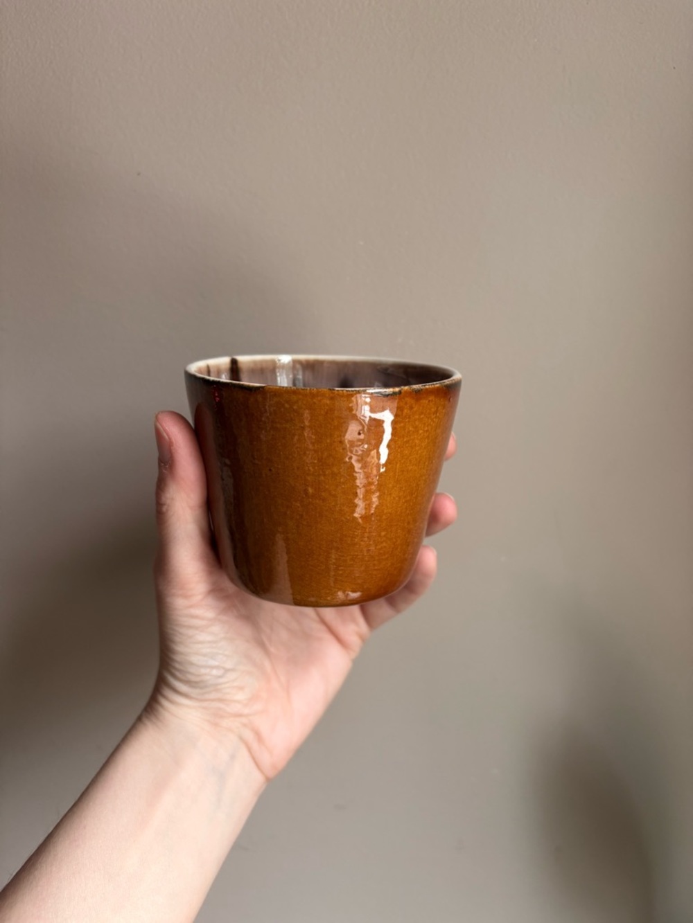 Handmade Ceramic Cup in Warm Brown Glaze